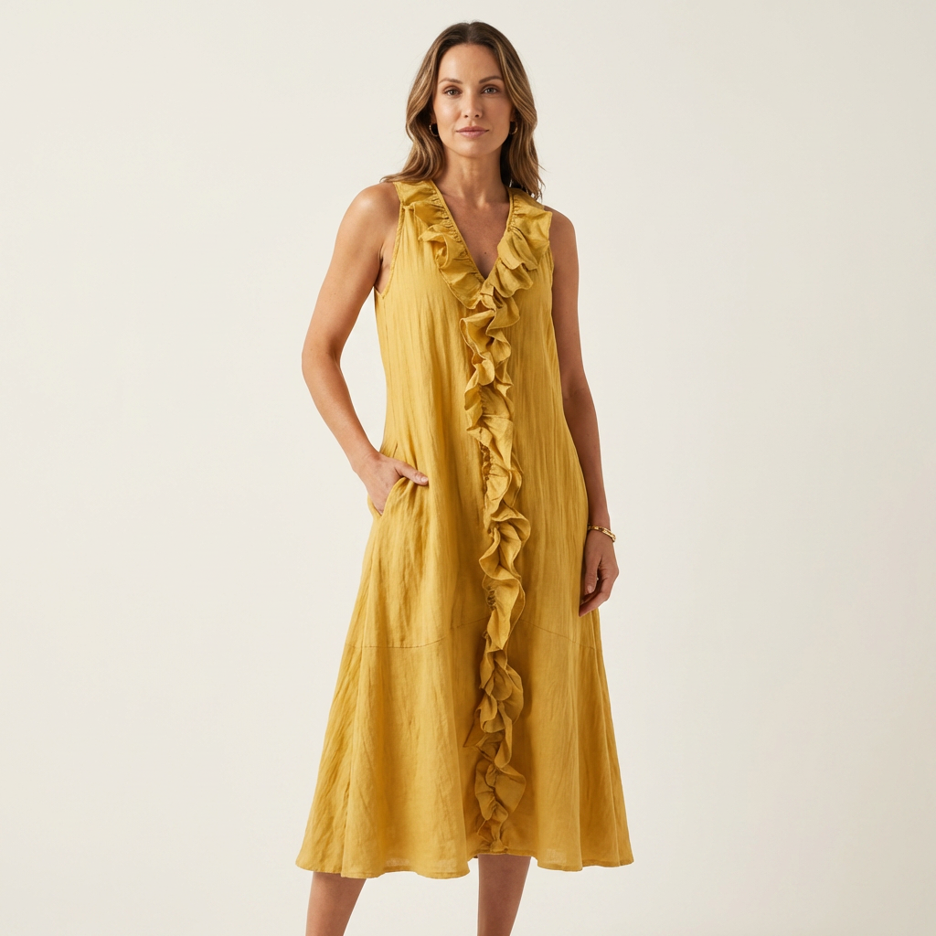 Vicky | Ruffle-Front V-Neck Maxi Dress