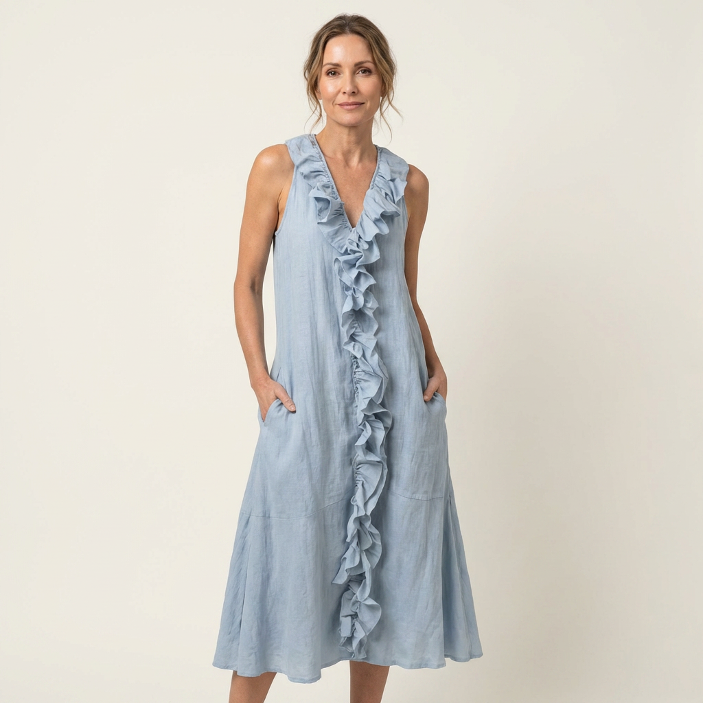 Vicky | Ruffle-Front V-Neck Maxi Dress