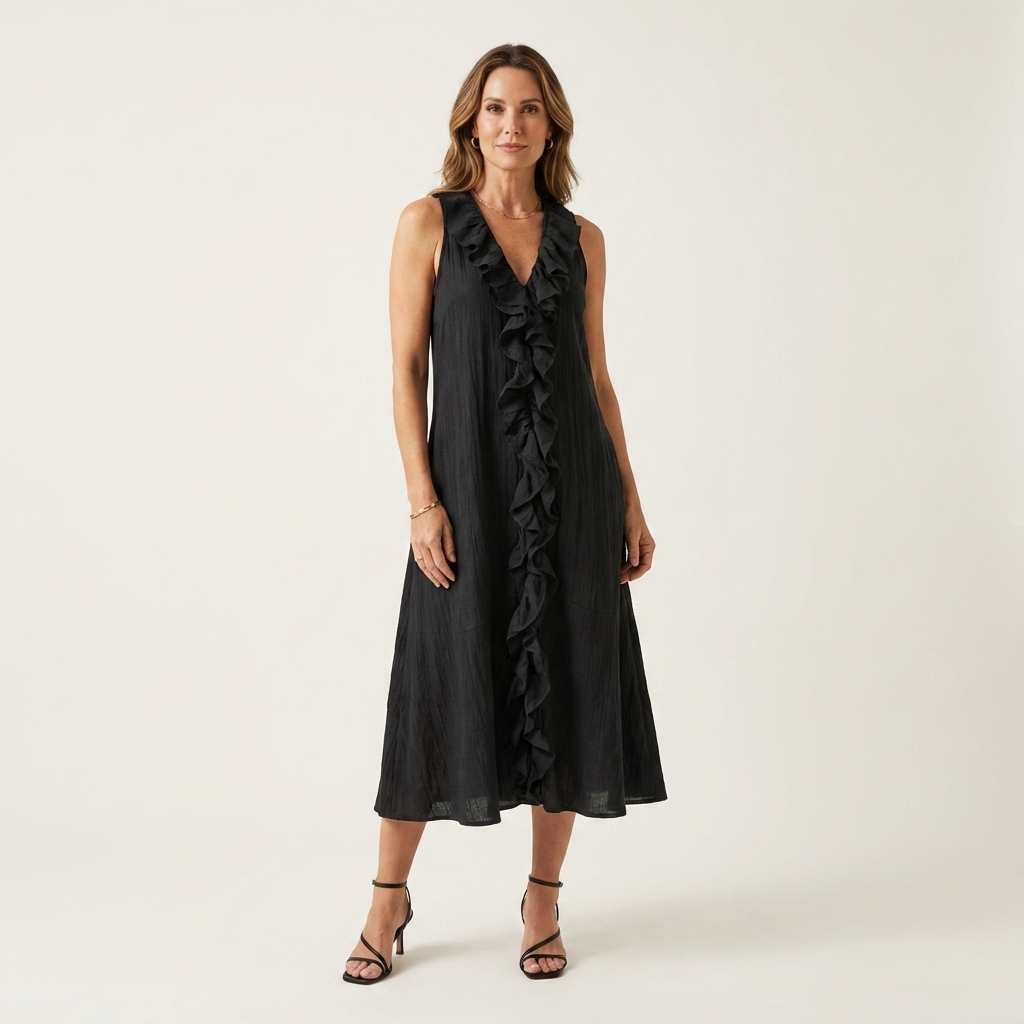 Vicky | Ruffle-Front V-Neck Maxi Dress