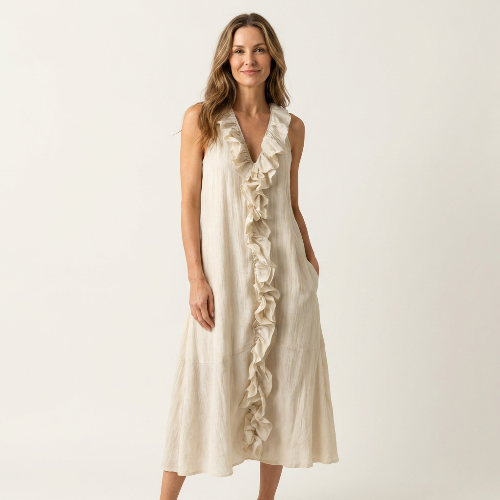 Vicky | Ruffle-Front V-Neck Maxi Dress