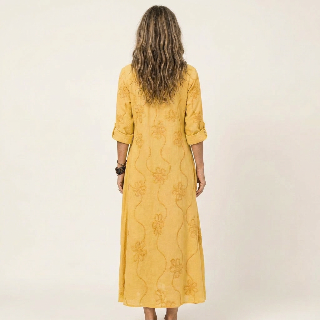 Mariam | Embroidered V-Neck Maxi Dress