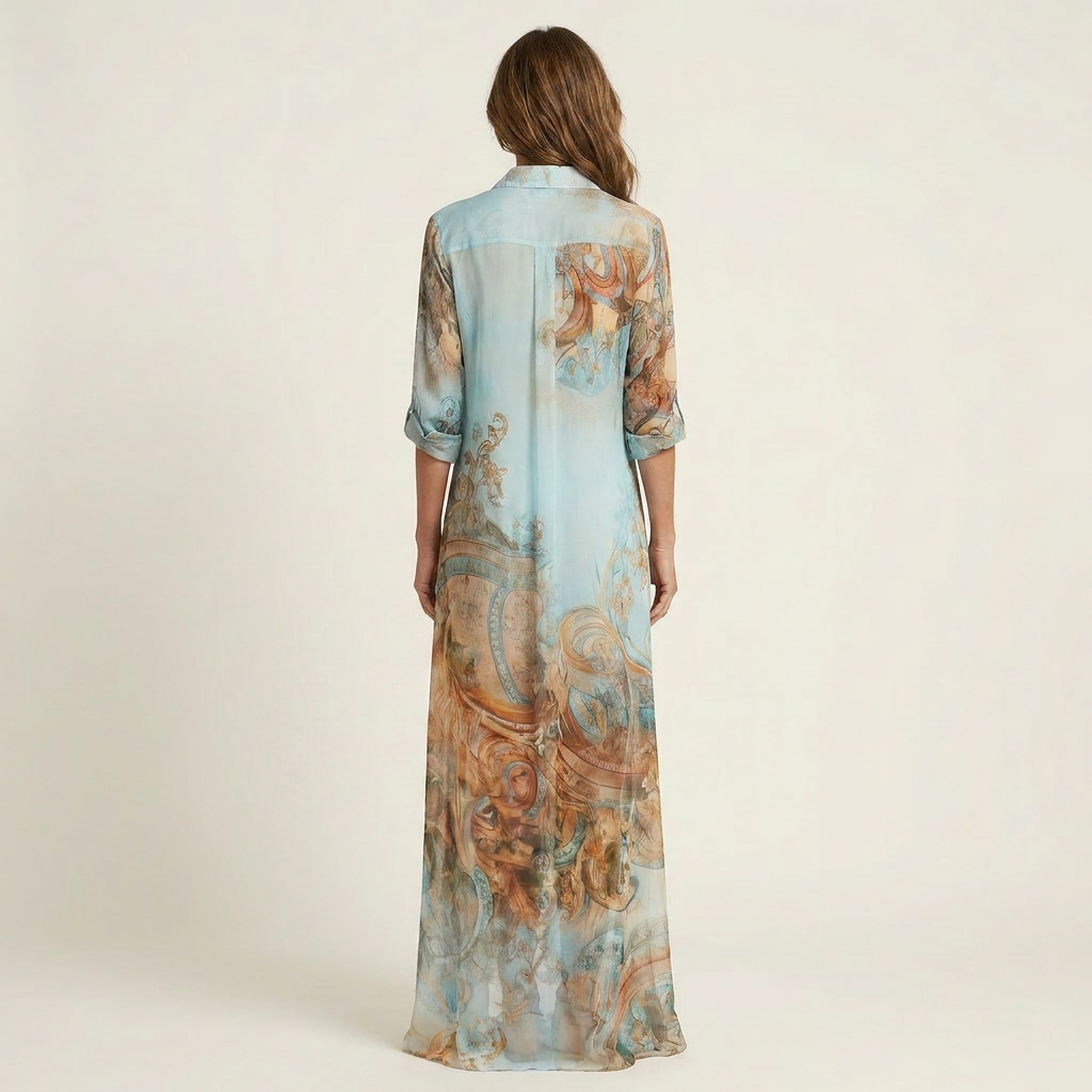 Lanie | Artistic Print Maxi Shirt Dress