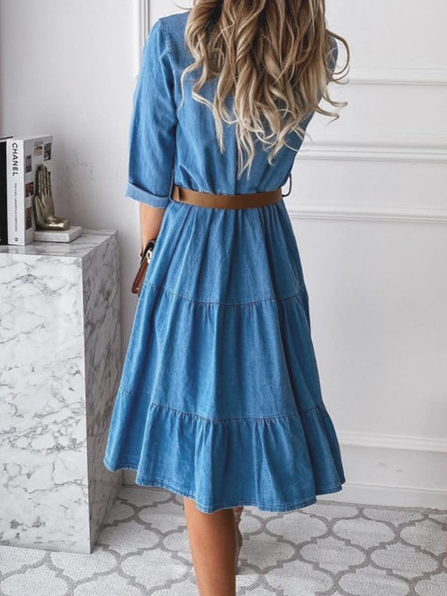 Barbara | Casual Denim Midi Dress