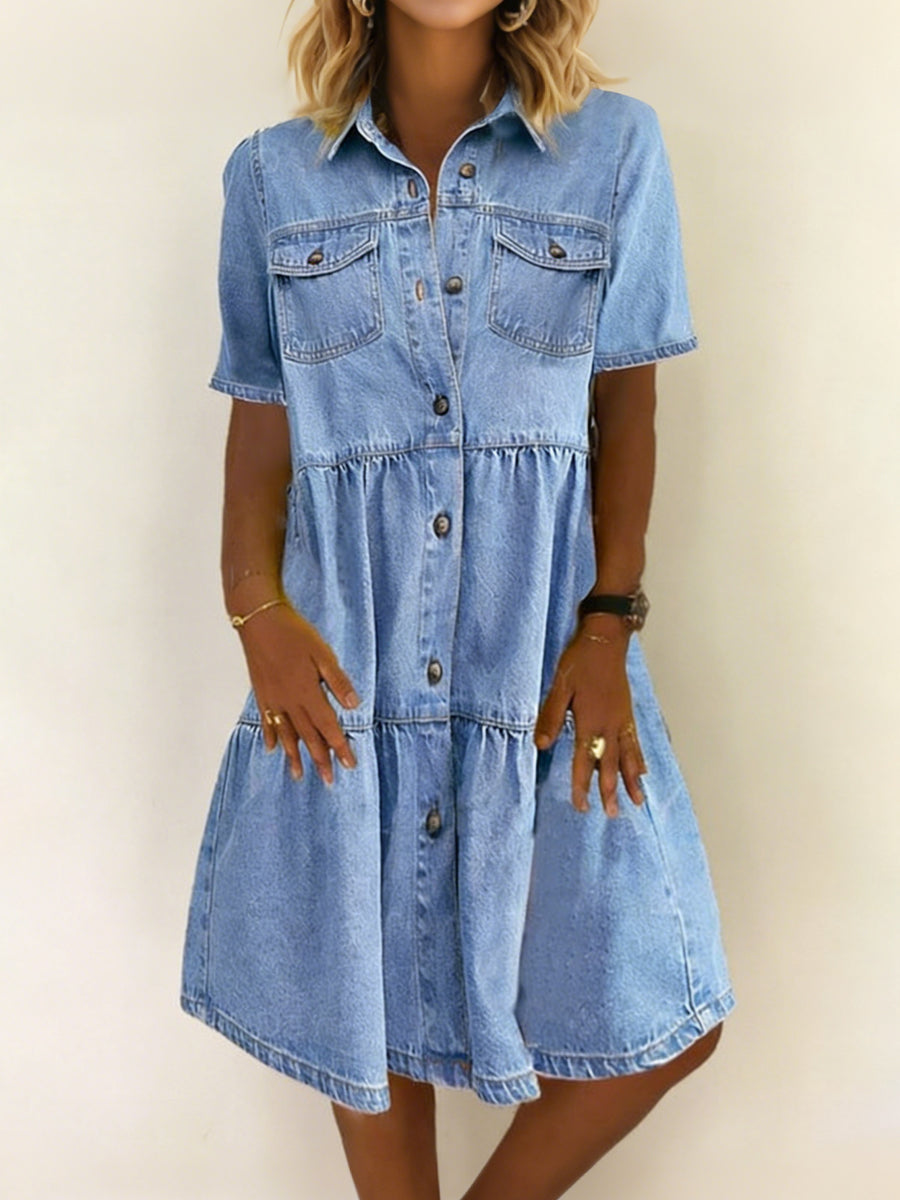 Sophia | Ruffle Hem Denim Dress