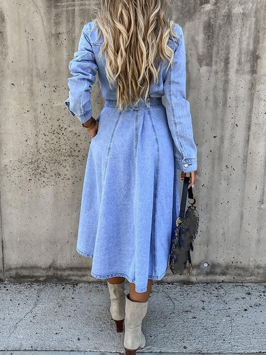 Luna | Long-Sleeve Denim Dress